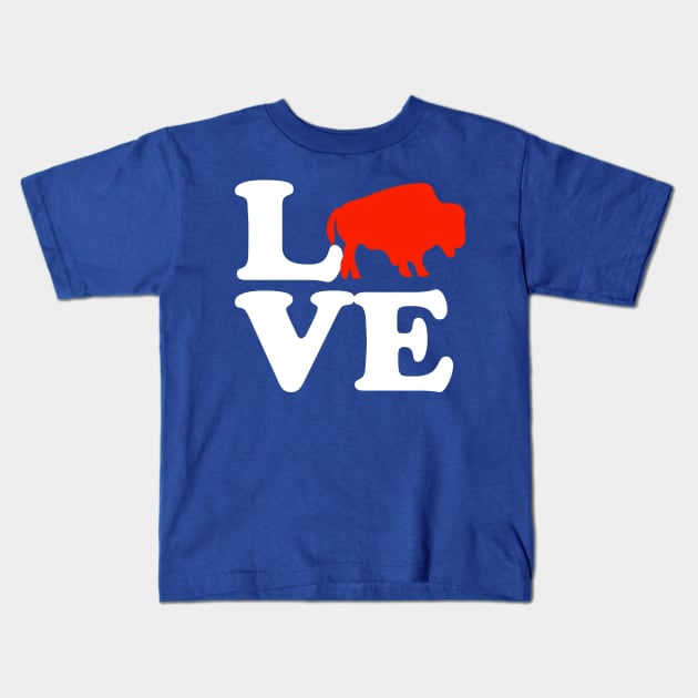 Wild American Bison Buffalo Valentines Day Love Kids T-Shirt by PodDesignShop